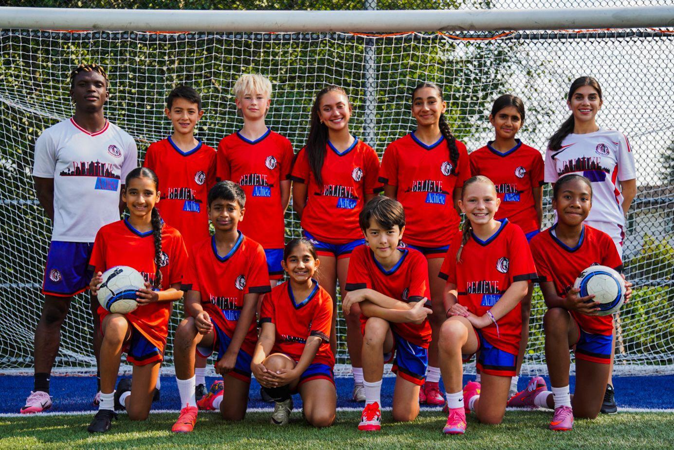 Young footballers training at Elite Training Academy Langley